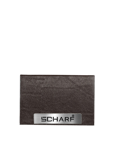 

SCHARF Unisex Brown & Silver-Toned Solid Leather Card Holder
