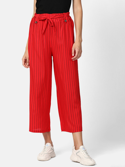 

V2 Value & Variety Women Red & Black Striped Knitted Palazzos