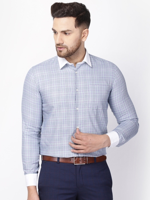 

Blackberrys Men Blue Tartan Checks Slim Fit Formal Shirt, Green