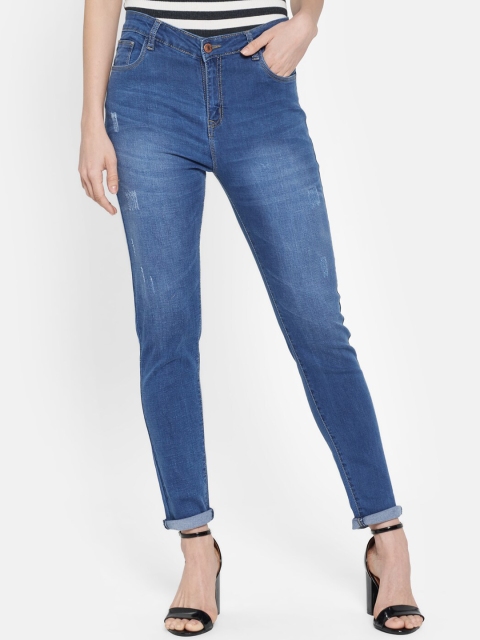 

Monte Carlo Women Blue Slim Fit Low Distress Light Fade Jeans