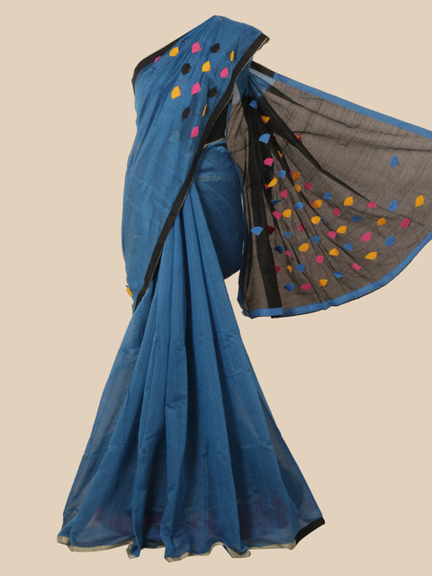 

Pothys Blue & Black Patchwork Saree