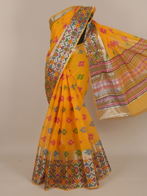 

Pothys Yellow Ethnic Motifs Pure Cotton Saree
