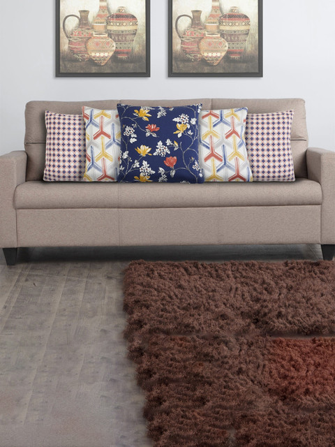 

Home Centre Blue & Off White Set of 5 Floral Square Cushion Covers