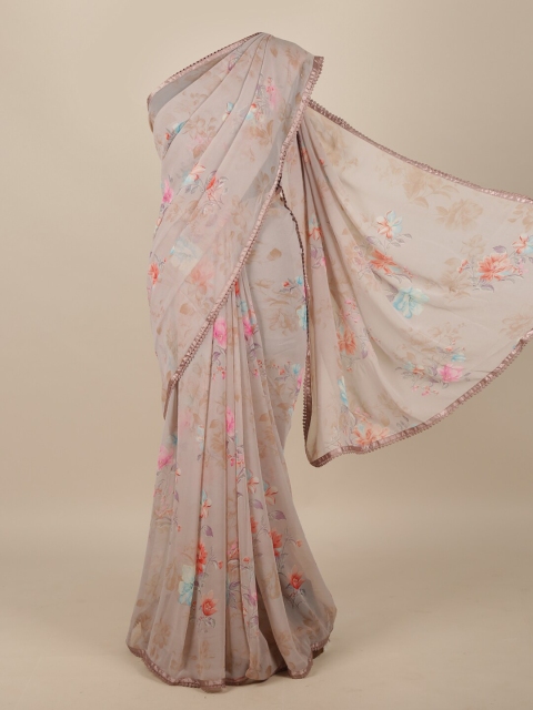 

Pothys Grey & Pink Floral Saree