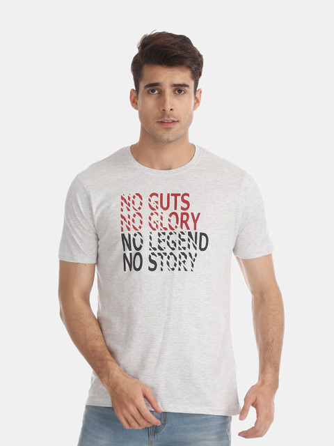 

Newport Men Grey Typography Printed T-shirt