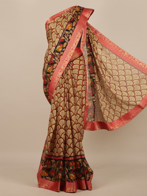 

Pothys Beige & Pink Ethnic Motifs Saree