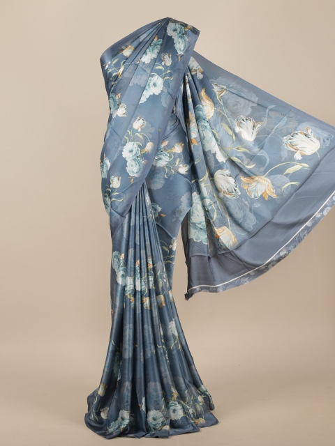 

Pothys Blue & Green Floral Satin Saree