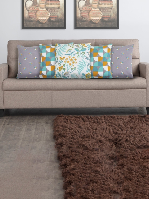 

Home Centre Grey & White Set of 5 Floral Square Cushion Covers