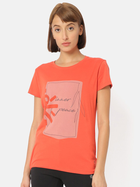 

Cultsport Women Orange Graphic Print Yoga T-shirt
