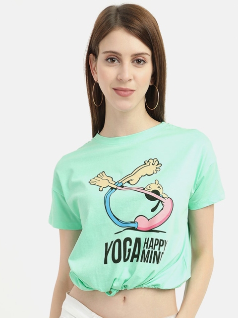 

V2 Value & Variety Green Printed Regular Crop Top