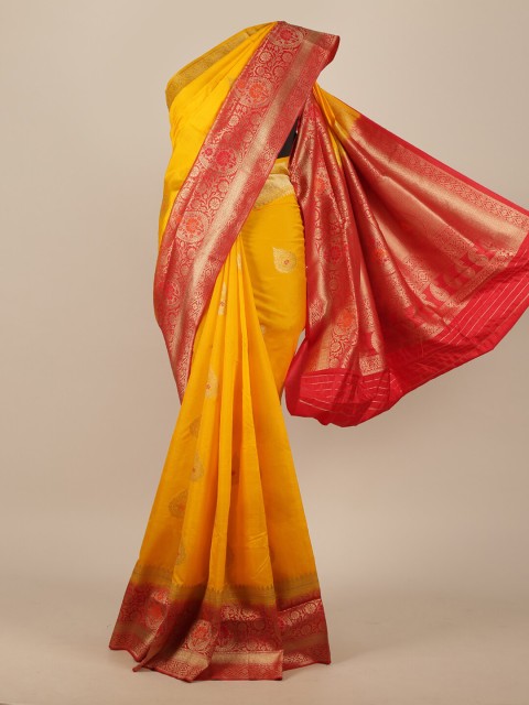 

Pothys Yellow & Red Woven Design Jute Silk Saree
