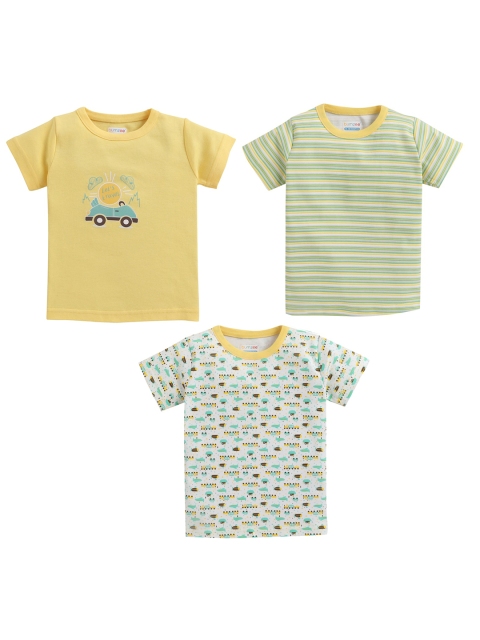 

BUMZEE Boys Yellow Pack of 3 Striped T-shirt
