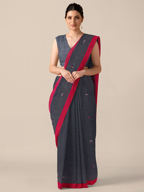 

Taneira Grey & Maroon Pure Cotton Saree