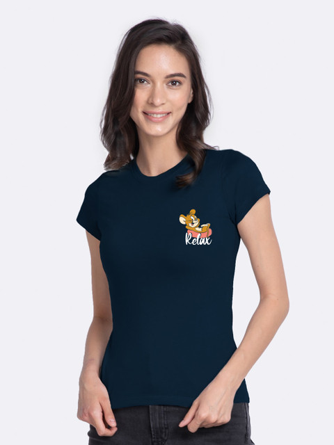 

Bewakoof Women Navy Blue Jerry Printed T-shirt
