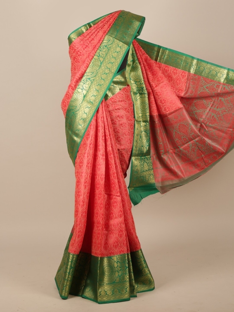 

Pothys Pink & Green Woven Design Jute Silk Saree