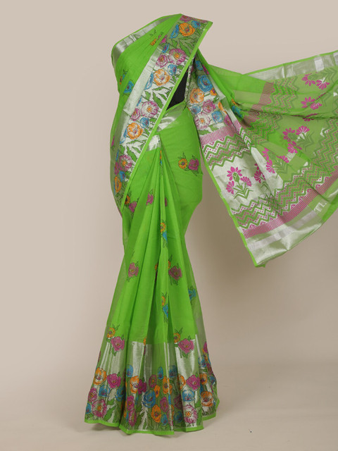 

Pothys Green Floral Pure Cotton Saree