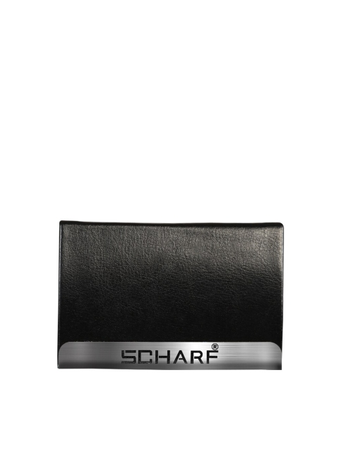 

SCHARF Unisex Black & Silver-Toned Textured Leather Card Holder