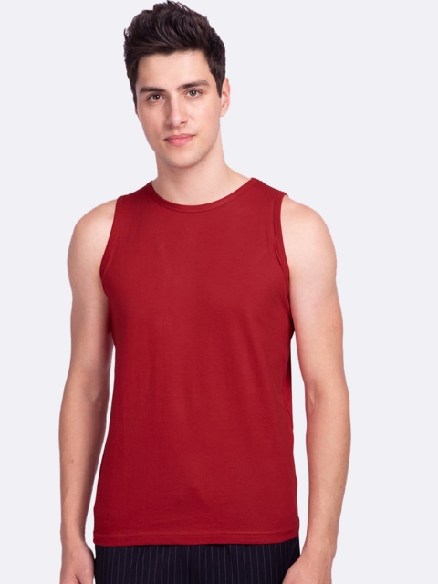 

Bewakoof Men Red Solid Pure Cotton Innerwear Vests