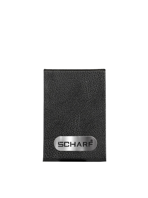 

SCHARF Unisex Black & Silver-Toned Solid Leather & Stainless Steel Multi Card Case