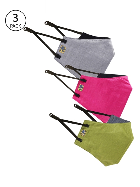 

Balista Unisex Pack Of 3 Solid 4-Ply Reusable Cotton Cloth Masks, Green