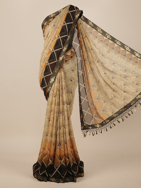 

Pothys Brown & Beige Printed Saree