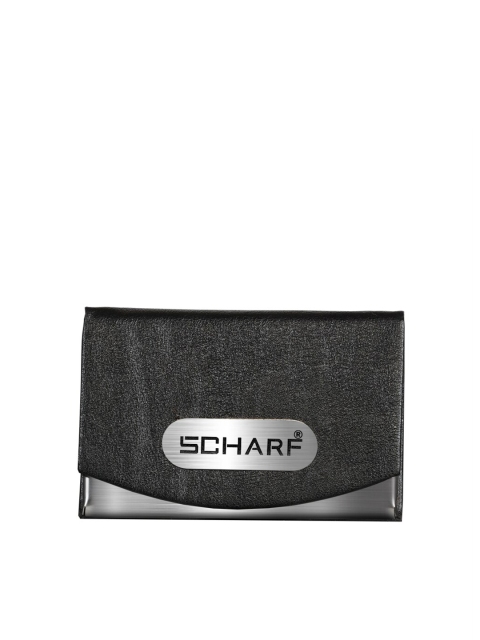 

SCHARF Unisex Black & Steel Textured Leather Card Holder