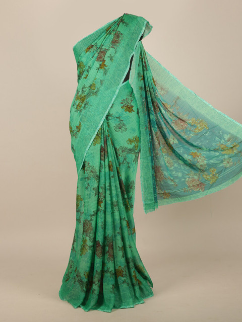 

Pothys Sea Green & Yellow Floral Saree