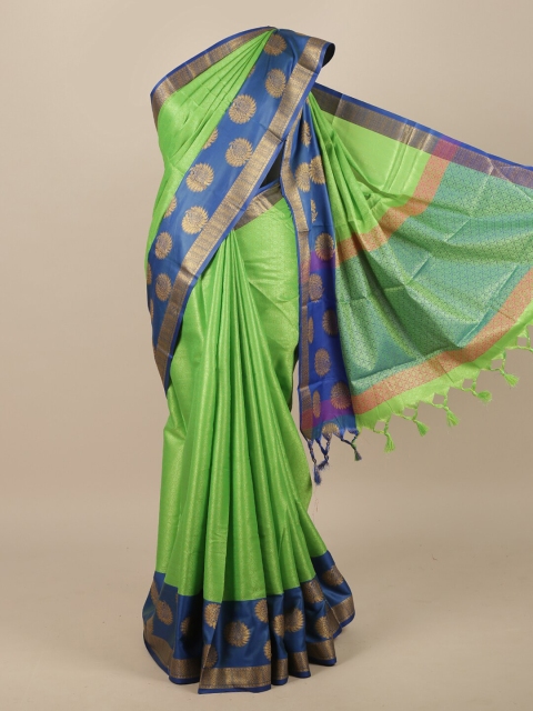 

Pothys Green & Blue Ethnic Motifs Zari Jute Silk Saree