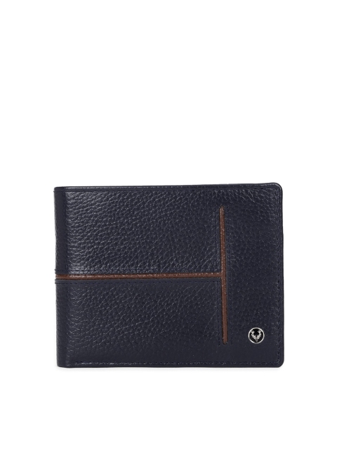 

Allen Solly Men Navy Blue Textured Leather Two Fold Wallet