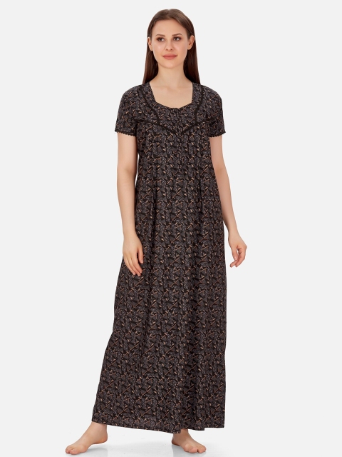 

Sand Dune Black Printed Maxi Nightdress