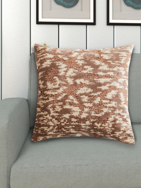 

Home Centre Brown & Off White Abstract Velvet Square Cushion Covers