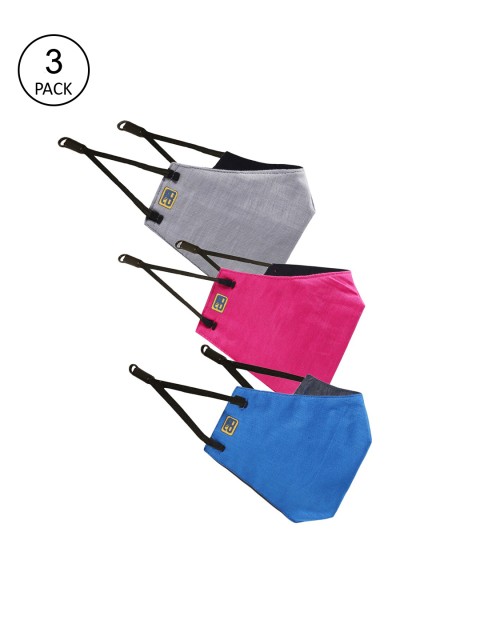 

Balista Pack Of 3 Solid 4-Ply Reusable Cotton Cloth Masks, Blue