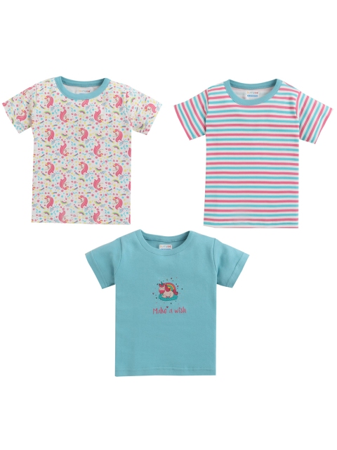 

BUMZEE Girls Pack Of 3 Striped T-shirt, Blue