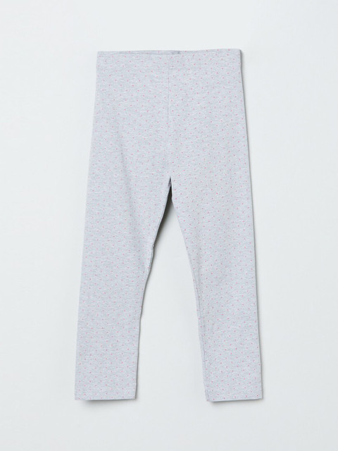 

max Girls Pink & Grey Polka Dot Printed Ankle-Length Leggings