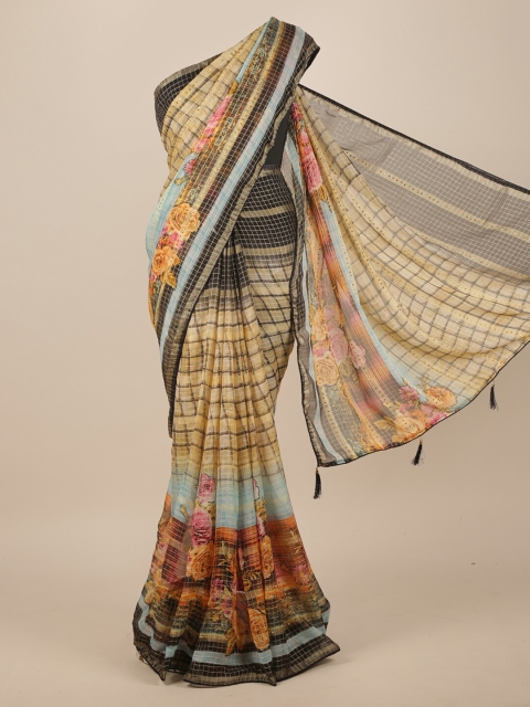 

Pothys Beige & Black Floral Saree