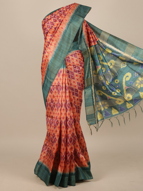 

Pothys Pink & Orange Jute Silk Saree