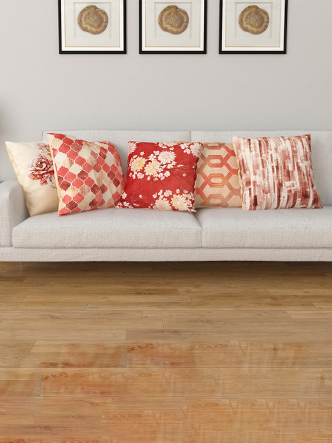 

Home Centre White & Red Set of 5 Abstract Square Cushion Covers