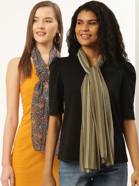 

Trend Arrest Women Pack of 2 Black & Red Printed Scarf
