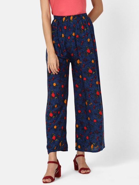 

V2 Value & Variety Women Navy Blue & Red Floral Printed Palazzos