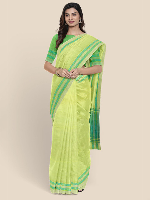 

KLM Fashion Mall Green Zari Pure Cotton Mangalagiri Saree