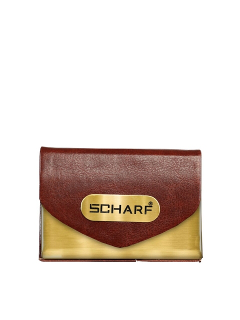 

SCHARF Unisex Maroon Solid Leather Business Card Holder