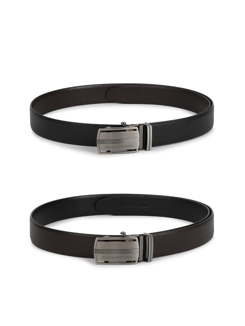 

Peter England Men Black Solid Reversible Belt