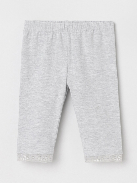 

max Infant Girls Grey Solid Ankle-Length Leggings