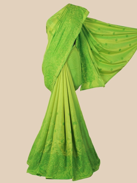 

Pothys Green Floral Beads and Stones Art Silk Saree