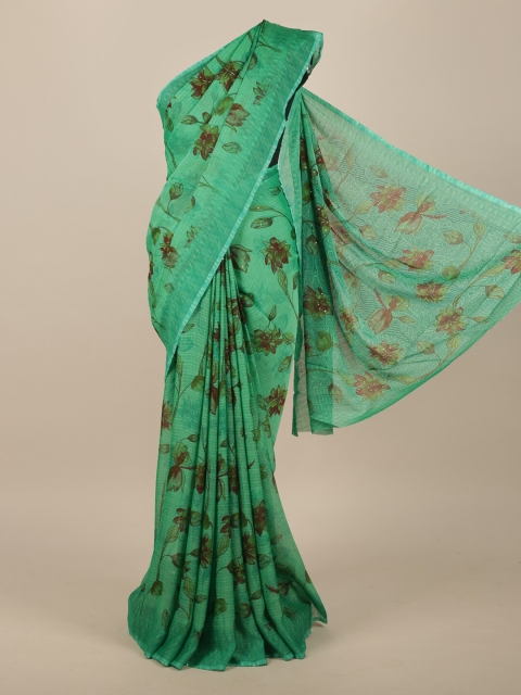 

Pothys Green & Brown Floral Beads and Stones Saree