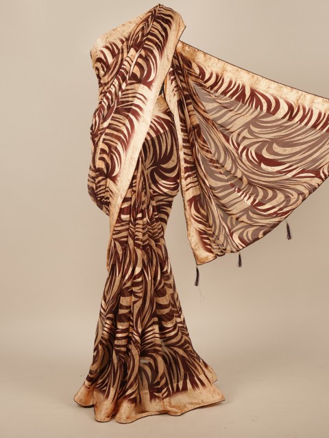 

Pothys Brown & Beige Poly Chiffon Saree