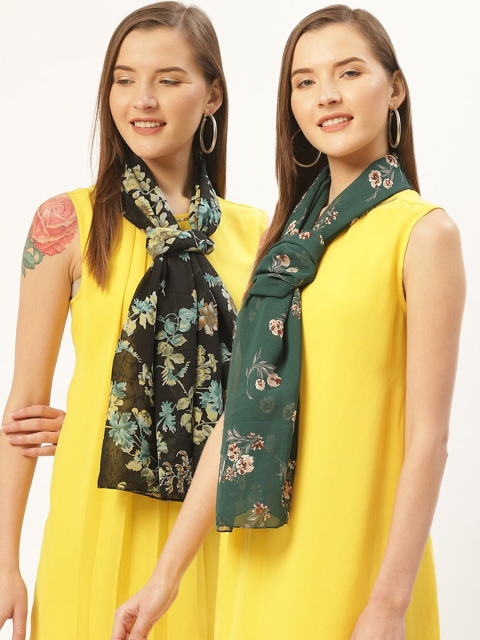 

Trend Arrest Women Set of 2 Green & Black Printed Scarf