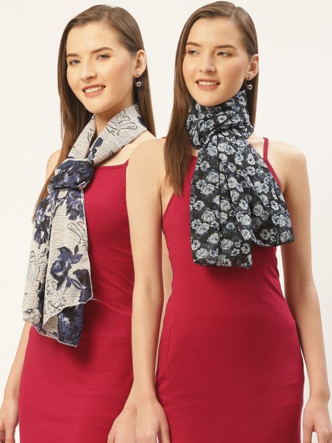 

Trend Arrest Women Set of 2 Black & Beige Printed Scarf