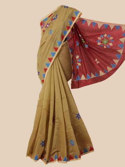 

Pothys Beige & Blue Printed Saree