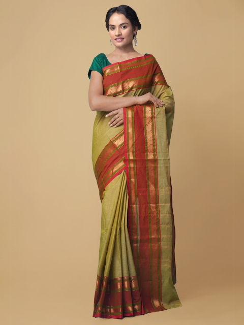 

Unnati Silks Green & Red Pure Cotton Pavni Saree